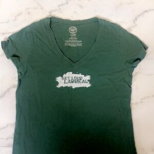 Packer Green Bay 47 brand Get Loud Lambeau EUC Green Women's V-Neck Top
